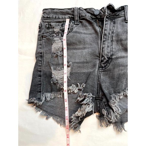 JBD Women's Cut-Off Denim Shorts Distressed High Rise Cotton Black Size Medium - Picture 5 of 9